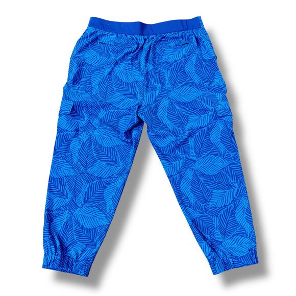 Soft Surroundings Size XL Go Lively Blue Palm Leaf Cargo Jogger Pull-On Pants - Picture 5 of 5